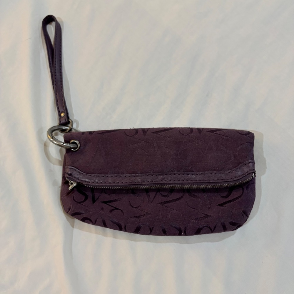 Simply Vera Vera Wang Purple Jacquard Logo Wristlet Clutch Bag